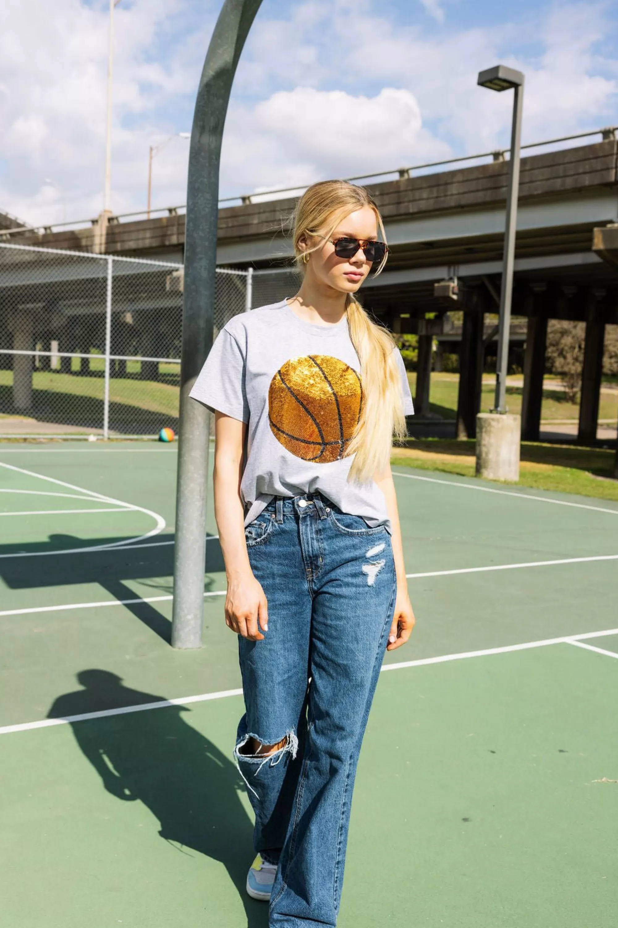 womens Queen Of Sparkles Basketball Tee