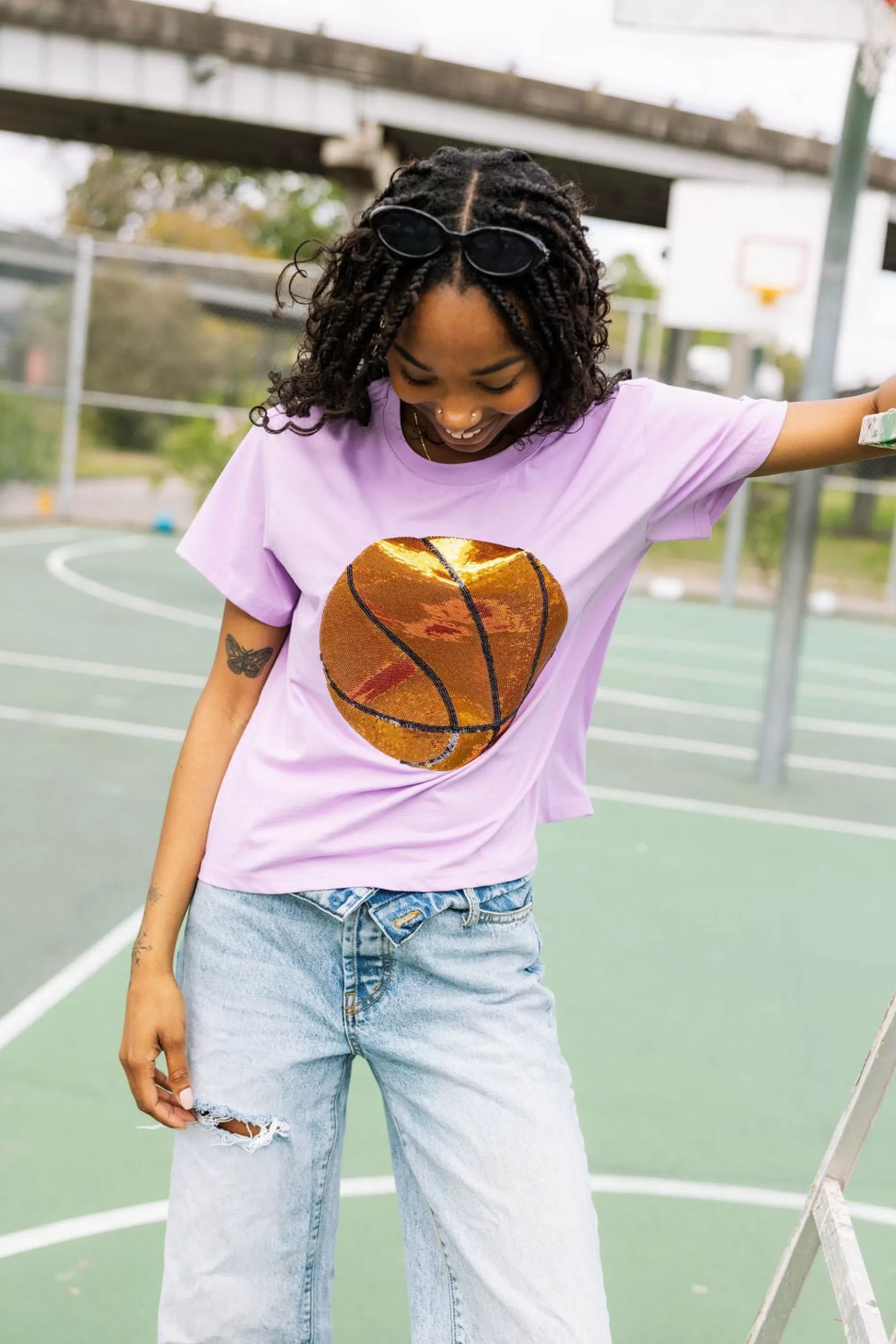 womens Queen Of Sparkles Basketball Tee