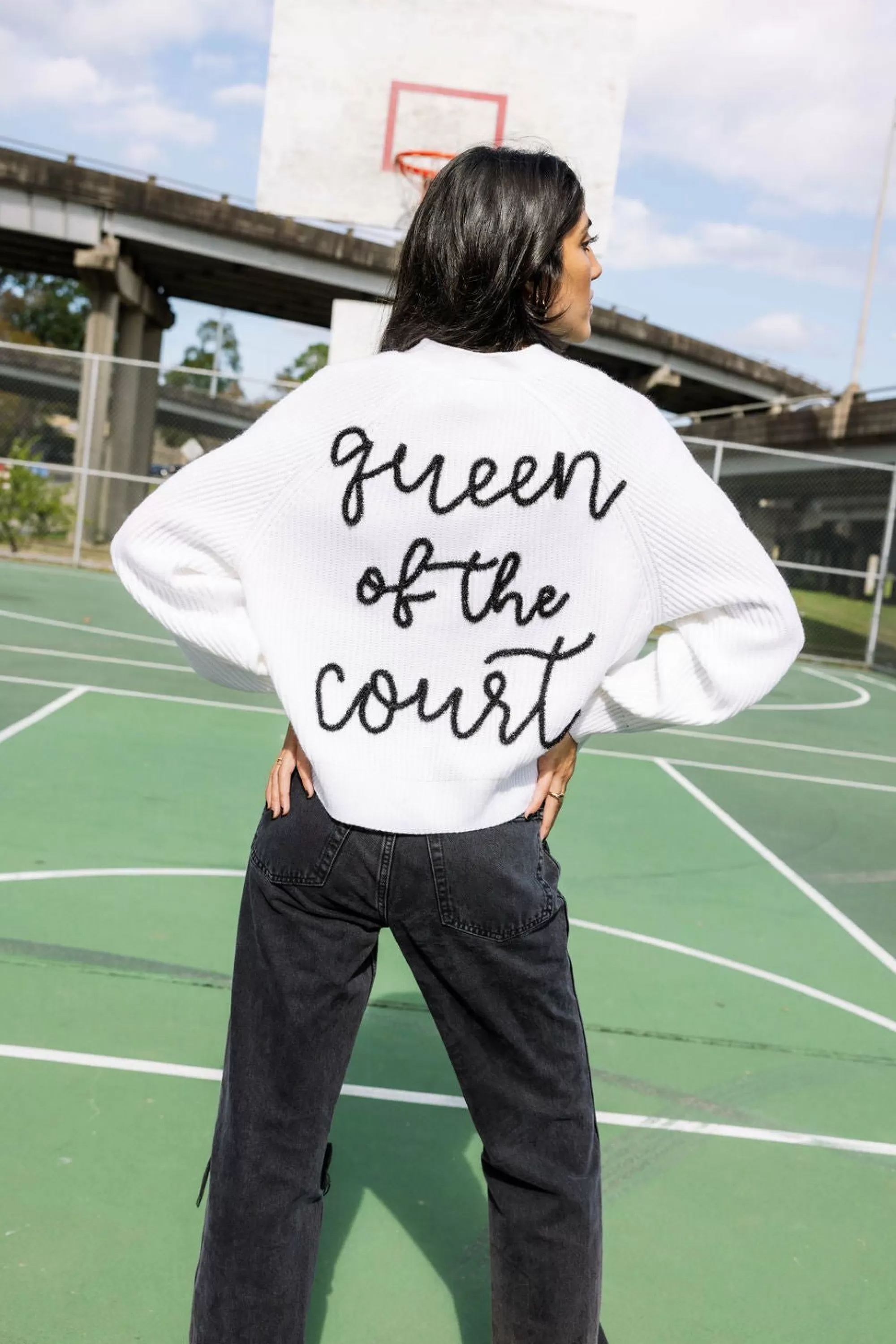 womens Queen Of Sparkles Black 'Queen Of The Court' Cardigan