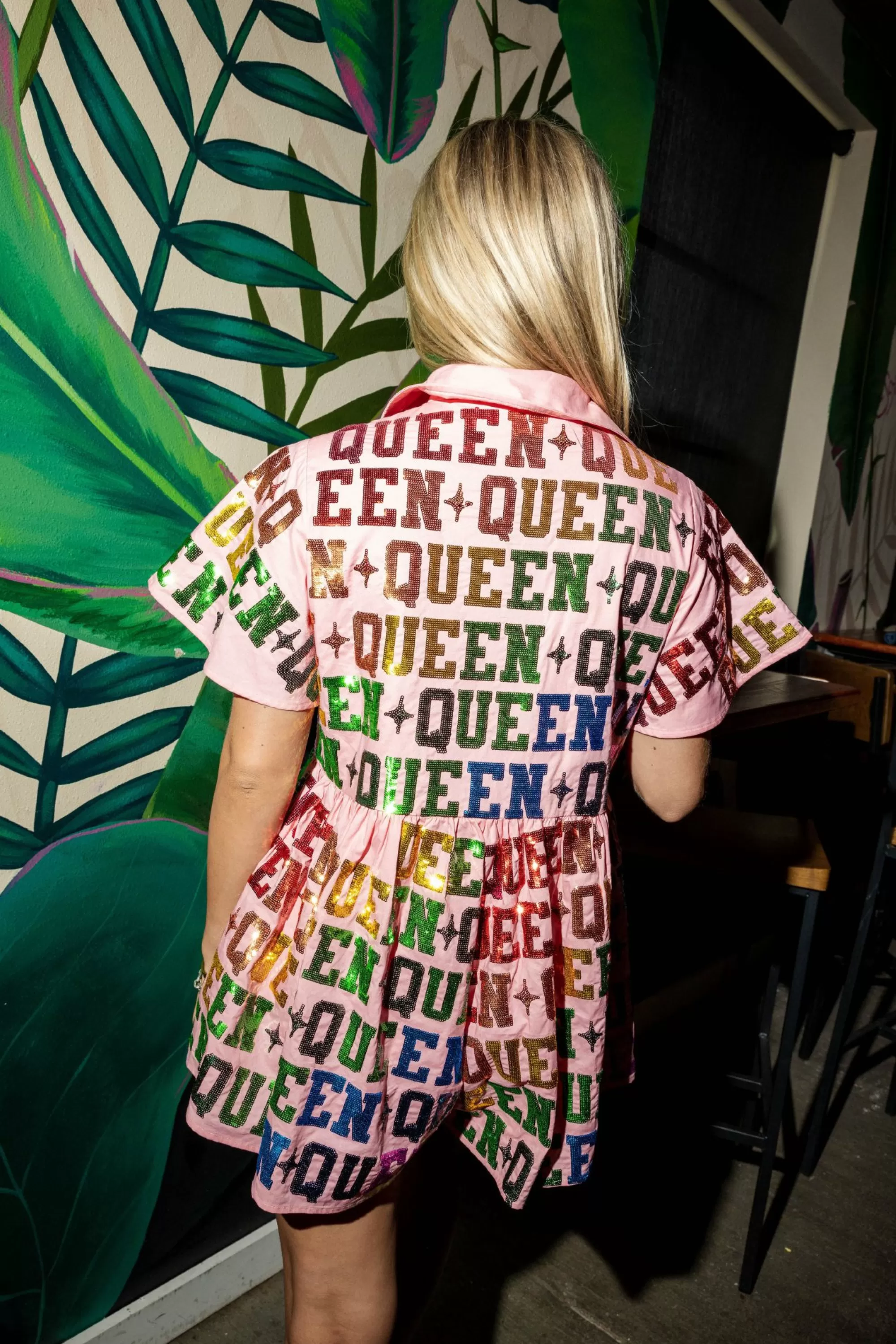 womens Queen Of Sparkles Collar Rainbow Queen Romper