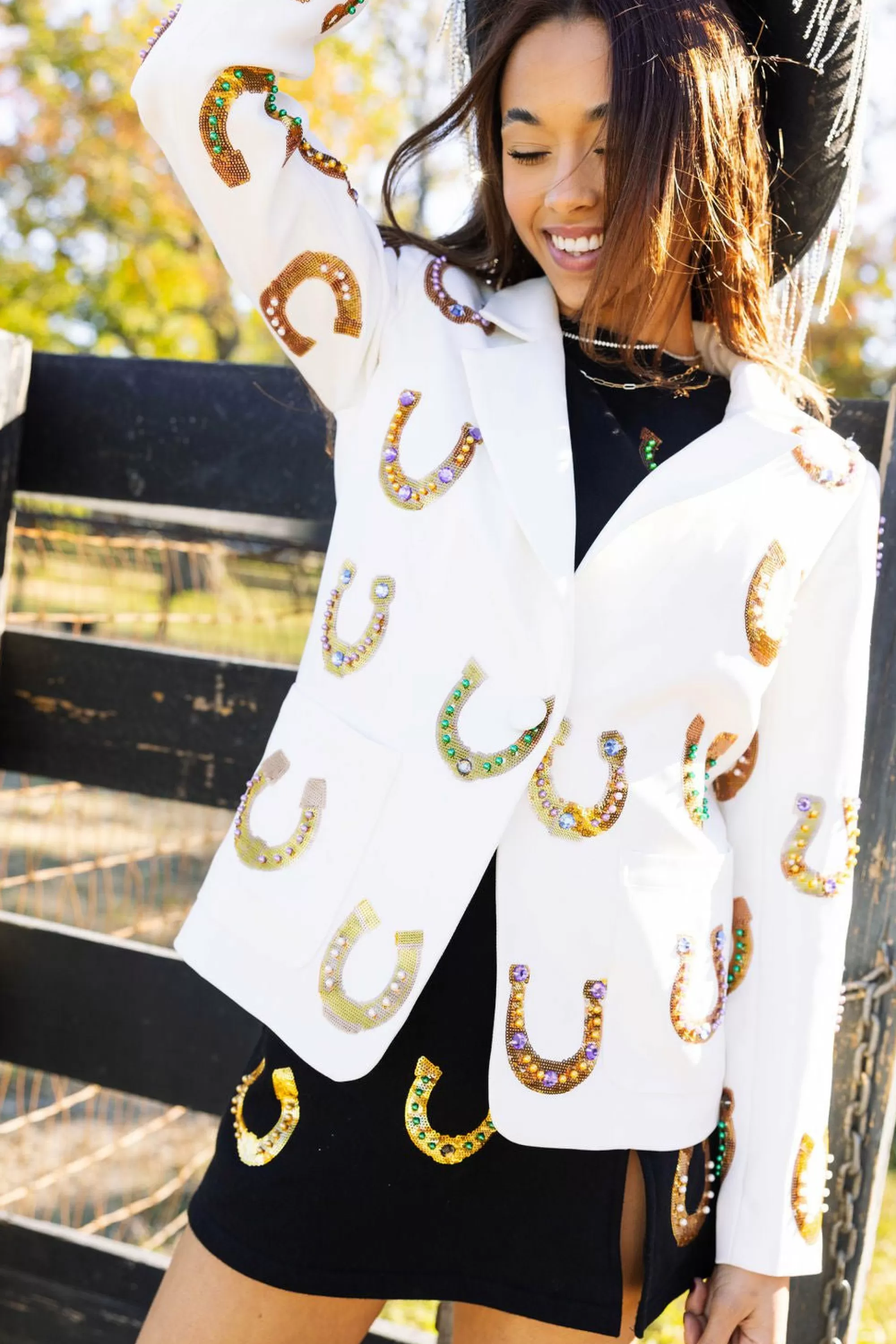 womens Queen Of Sparkles Horse Shoe Blazer