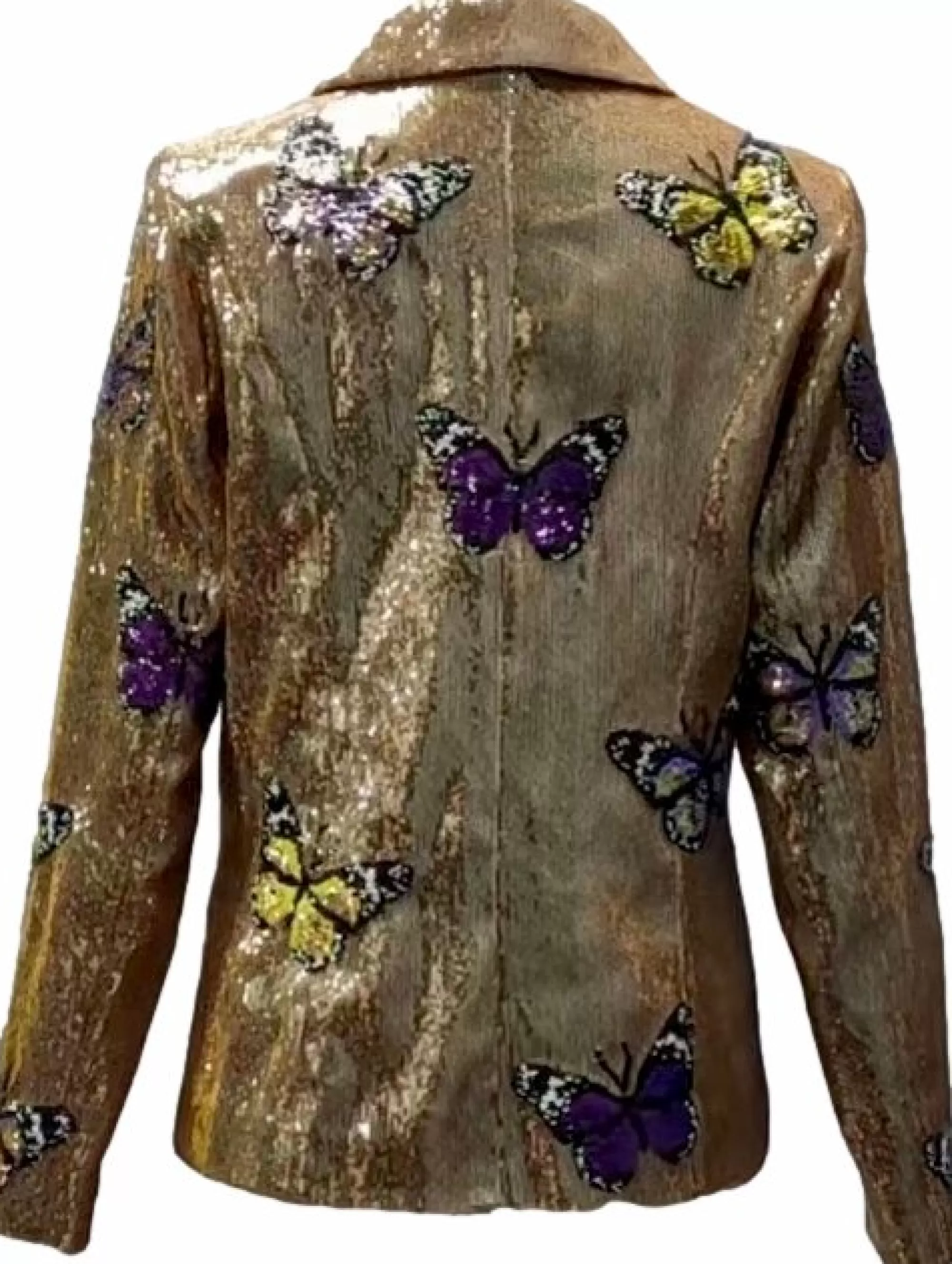 womens Queen Of Sparkles Purple Sequin Butterfly Blazer