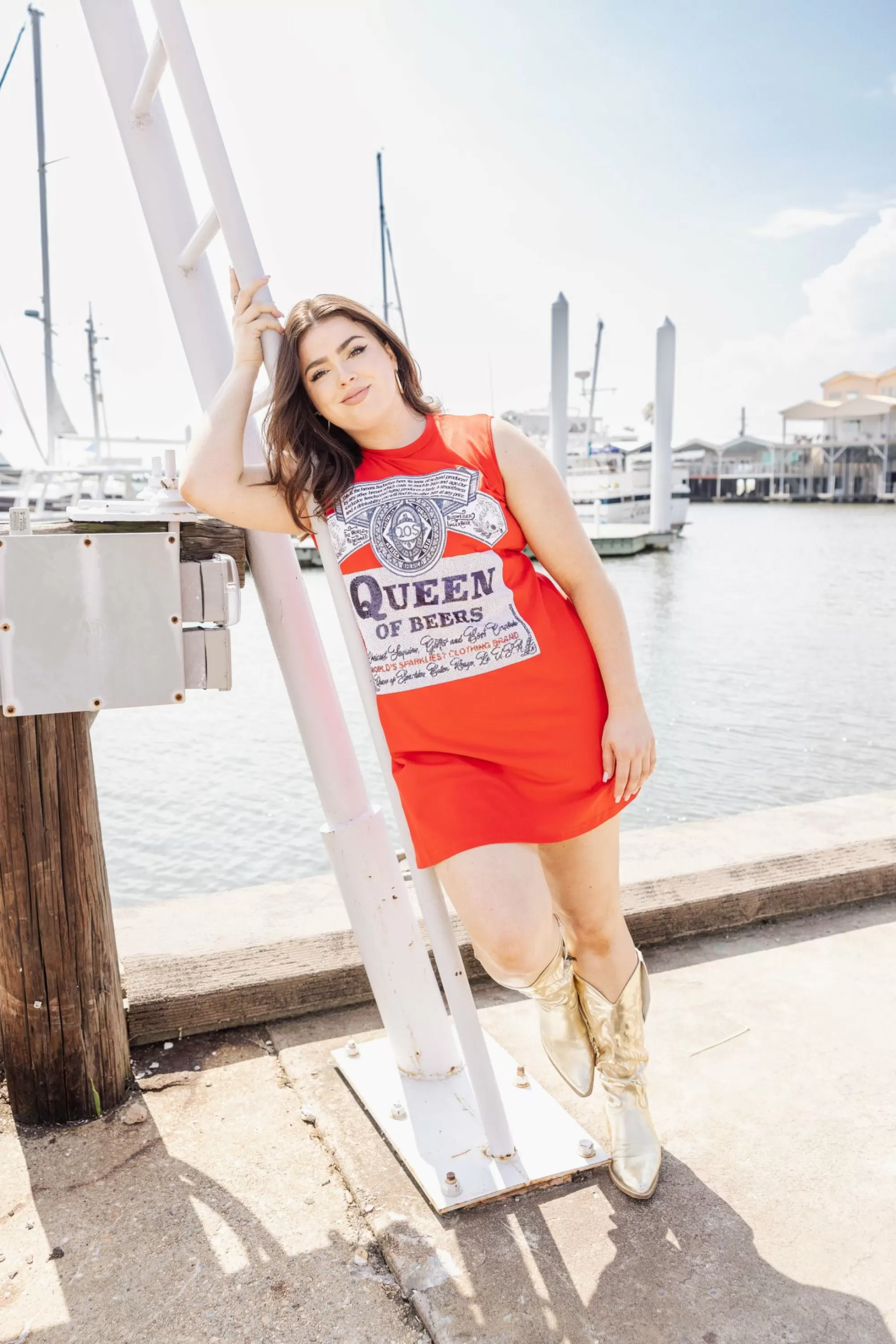 womens Queen Of Sparkles Queen Of Beers Tank Tee Dress