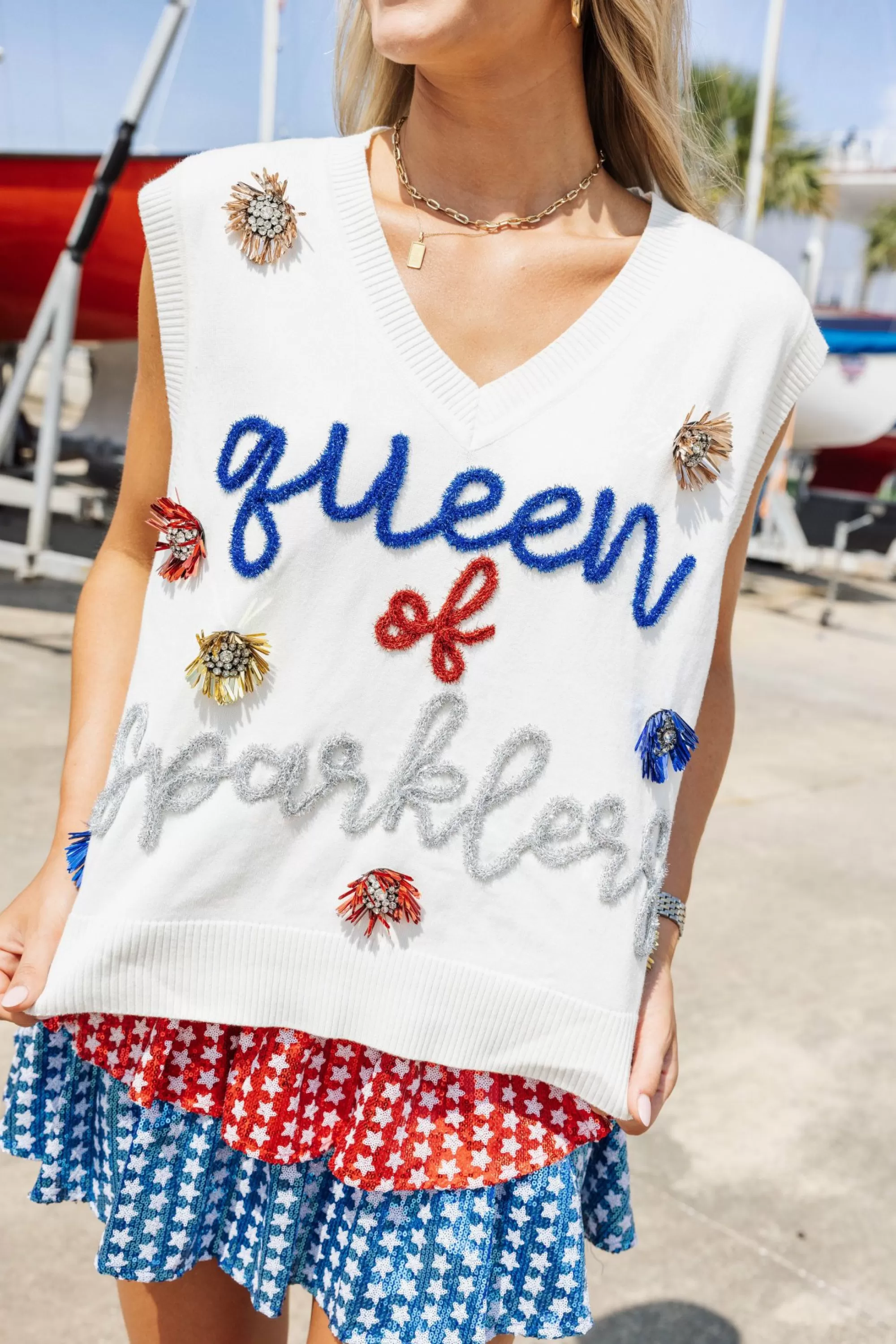 womens Queen Of Sparkles Queen Of Sparklers Sweater Tank